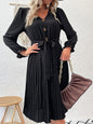 Decorative Button Pleated Dress