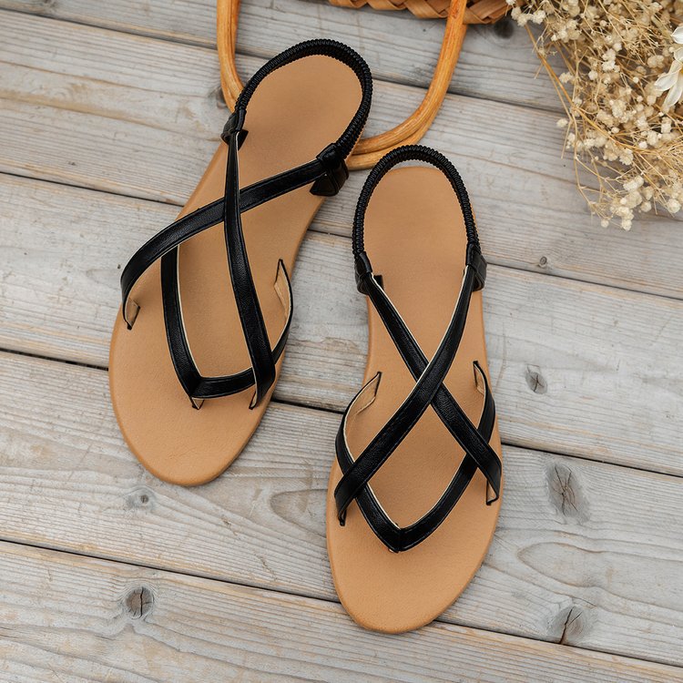 Leather Crisscross Flat Sandals