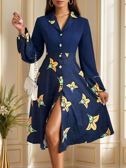 Printed Long Sleeve Dress