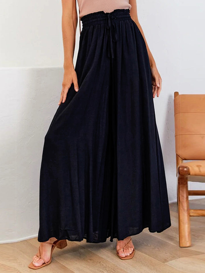 Drawstring Waist Wide Leg Pants - Elegant Aura Boutique