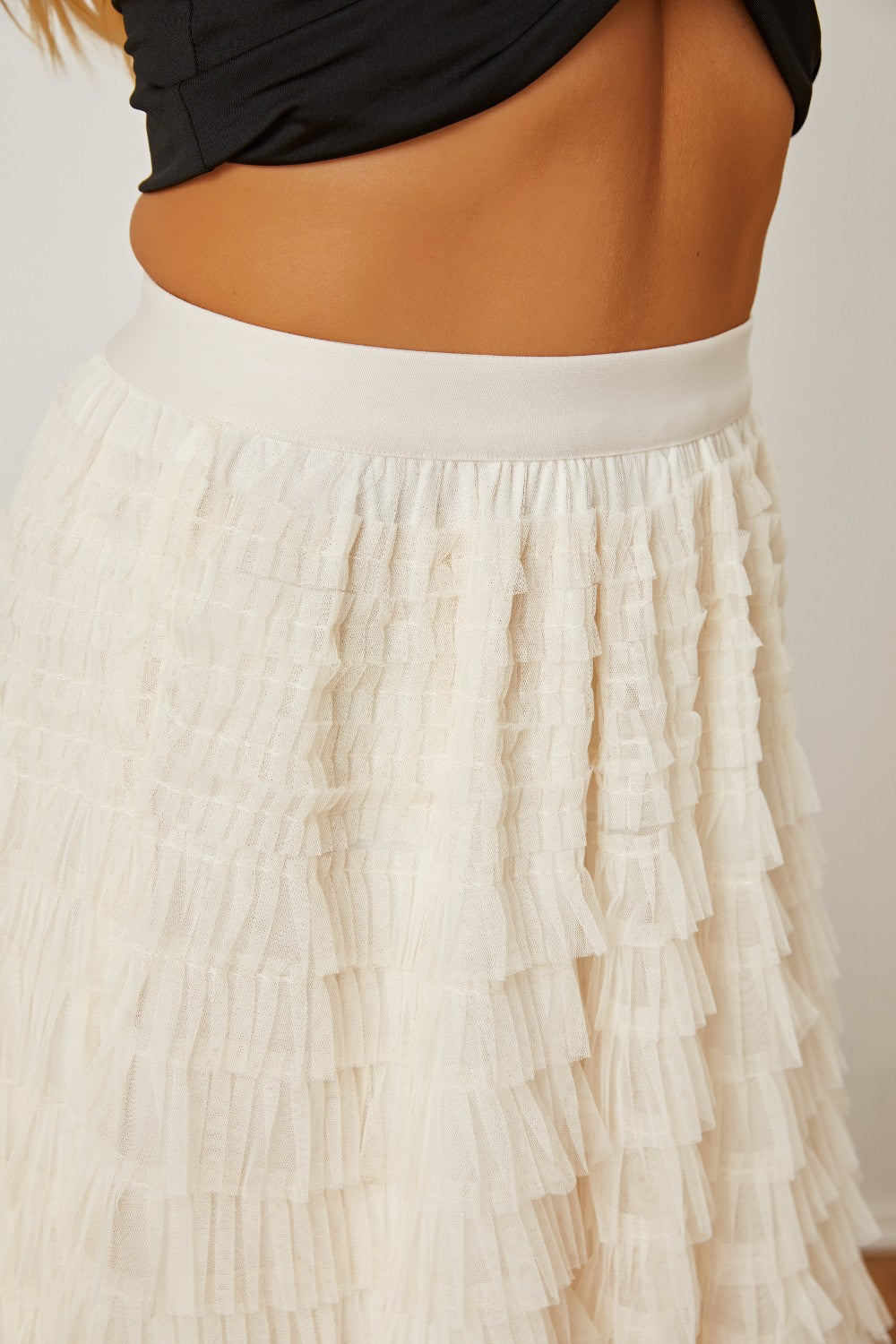 Ruched High Waist Tiered Skirt - Elegant Aura Boutique