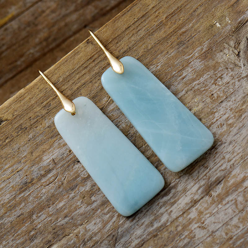 Natural Stone Rectangle Earrings