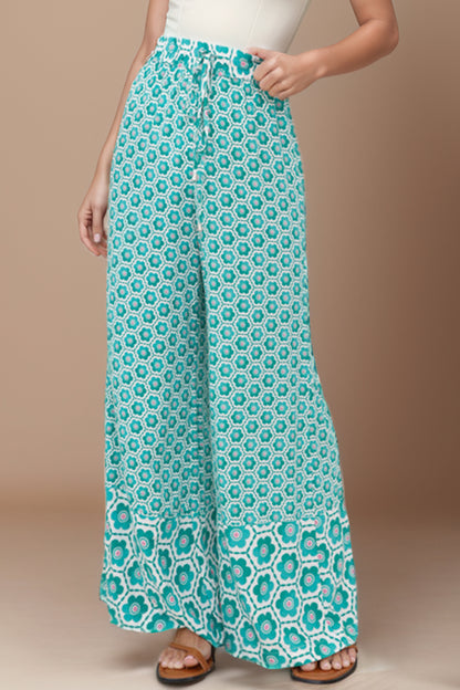 Printed High Waist Wide Leg Pants - Elegant Aura Boutique