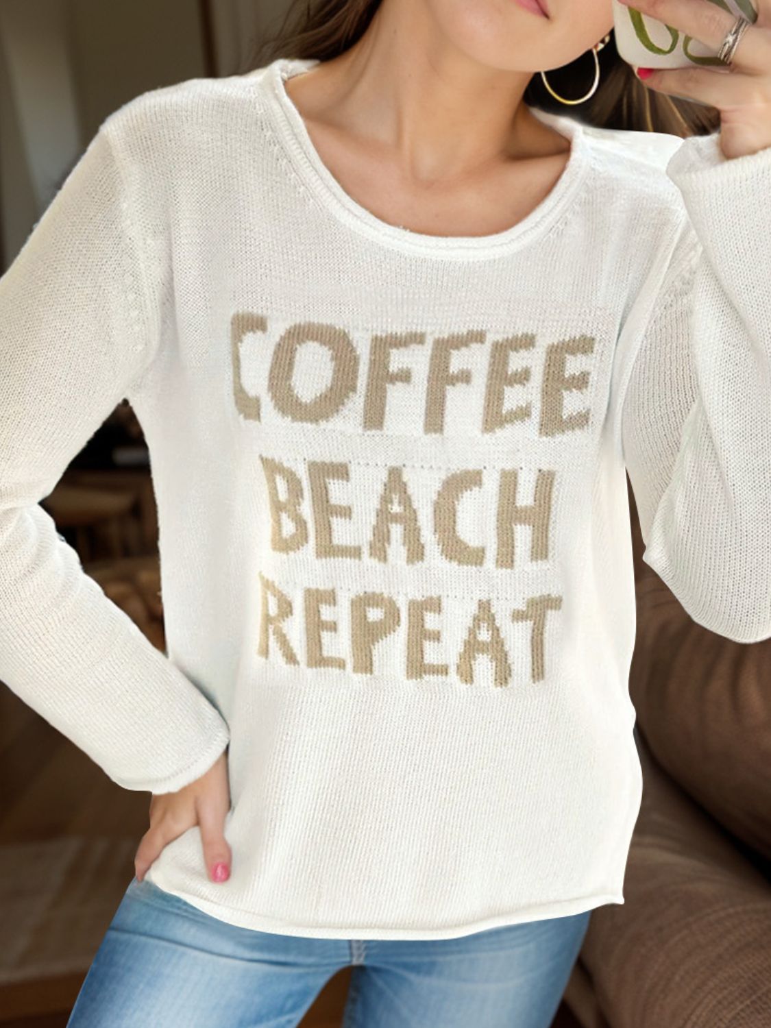 Coffee Beach Long Sleeve Sweater