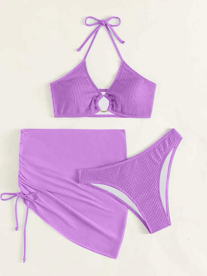 Halter Neck Three-Piece Swim Set