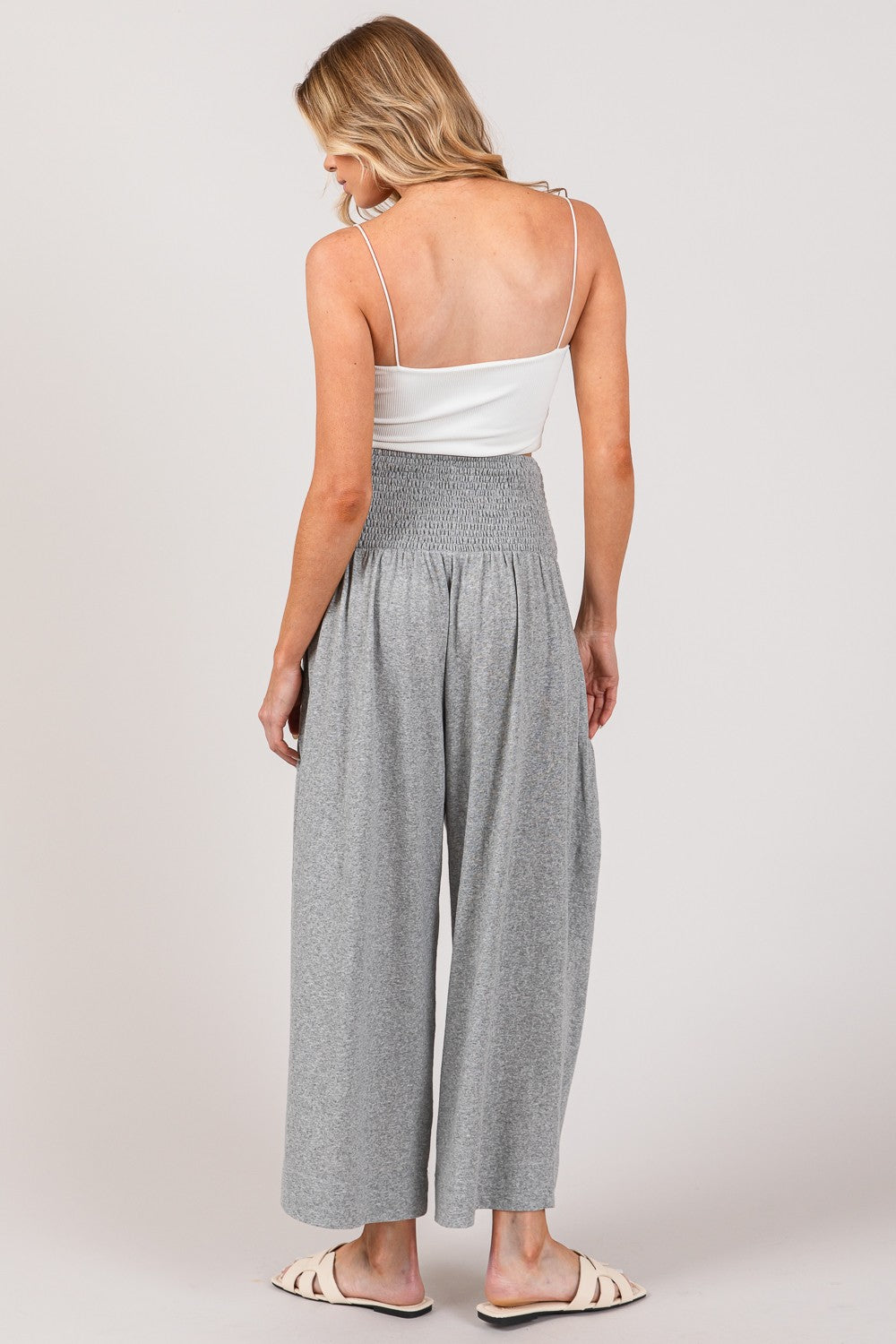 Drawstring Smocked High Waist Pants - Elegant Aura Boutique