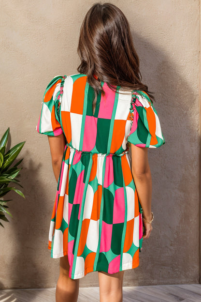 Color Block Short Sleeve Dress