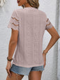 Stylish Eyelet Round Neck Top