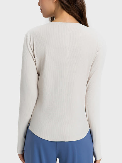 Round Neck Long Sleeve Active Top