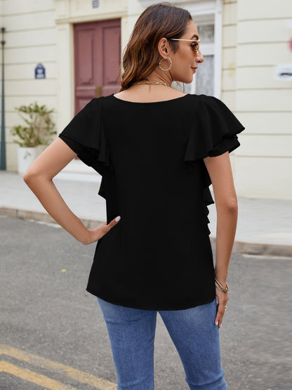 Ruffled Short Sleeve Blouse