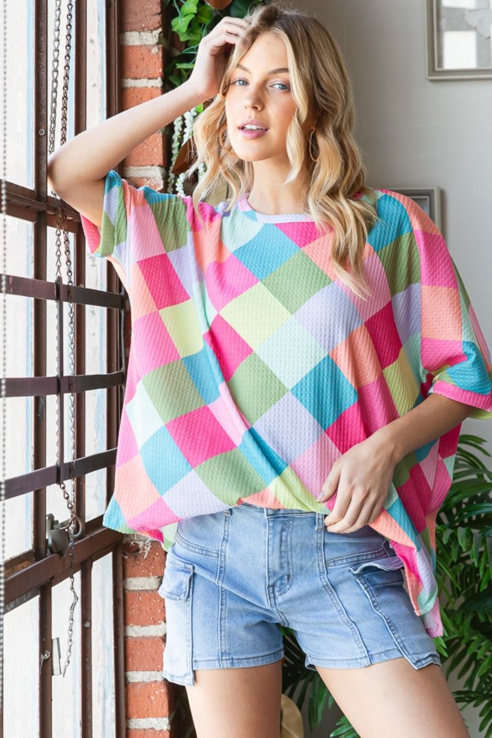 Waffle Oversized T-Shirt - Elegant Aura Boutique