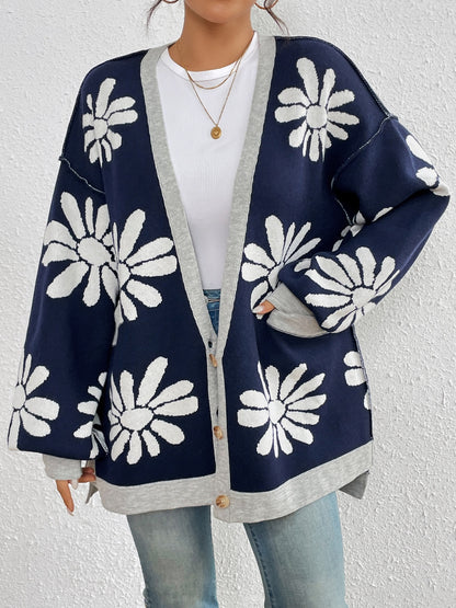 Contrast Long Sleeve Cardigan