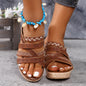 Leather Crisscross Wedge Sandals