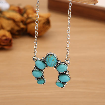 Turquoise Alloy Pendant Necklace