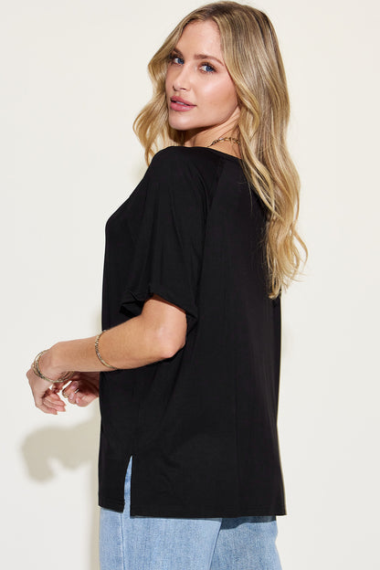 Bae Slit V-Neck Short Sleeve T-Shirt