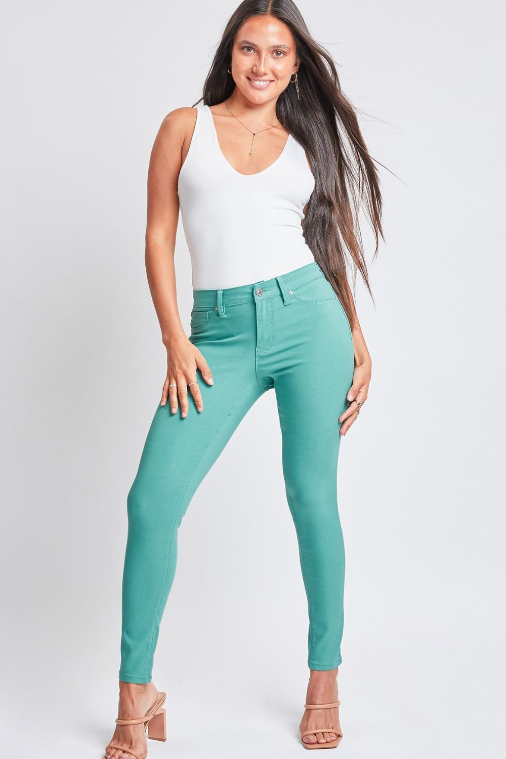 Full Size Hyperstretch Mid-Rise Skinny Pants - Elegant Aura Boutique