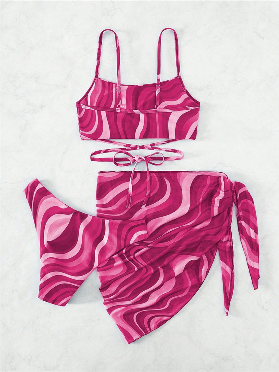 Flair Tied Print Three Piece Swim Set