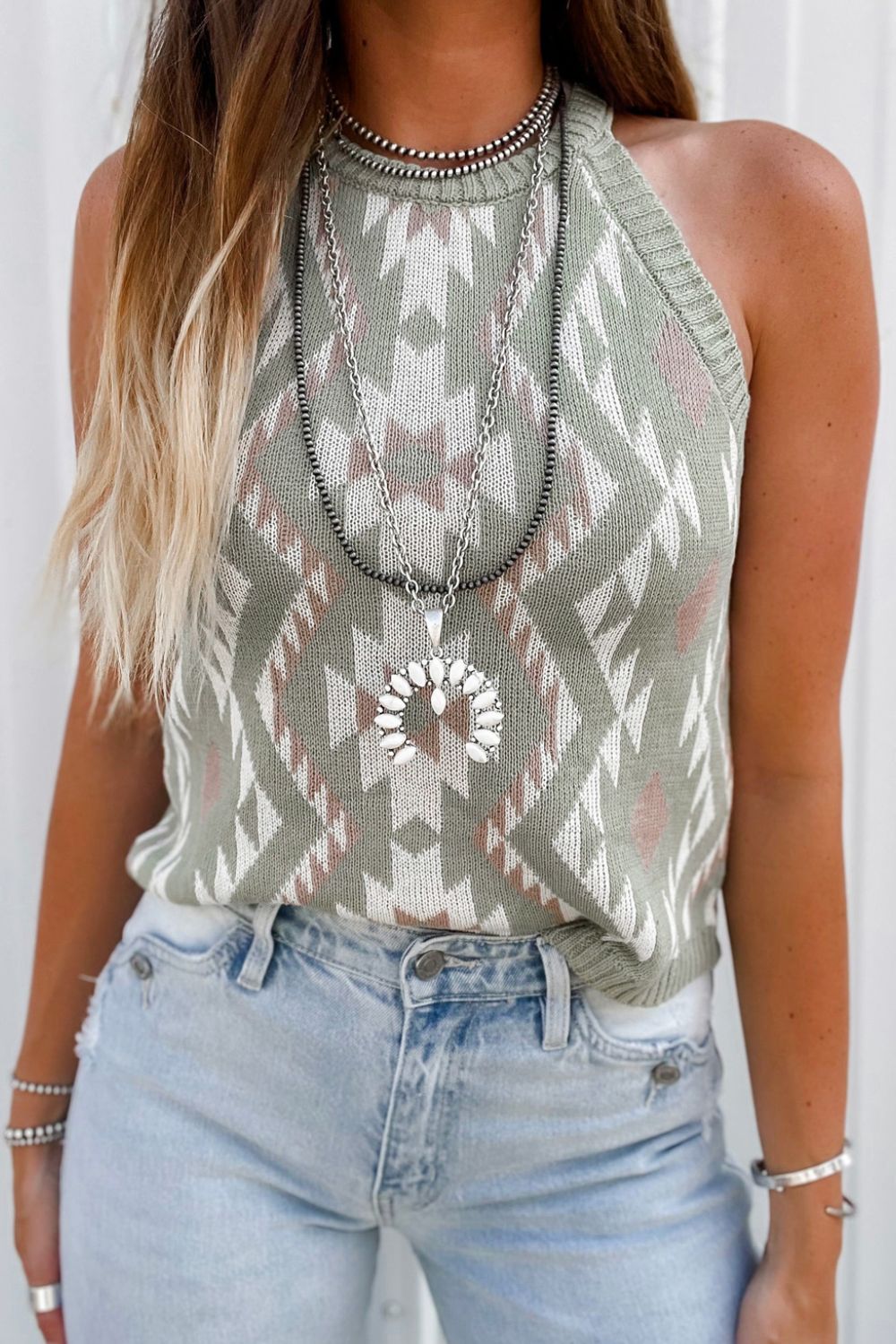 Geometric Round Neck Sweater