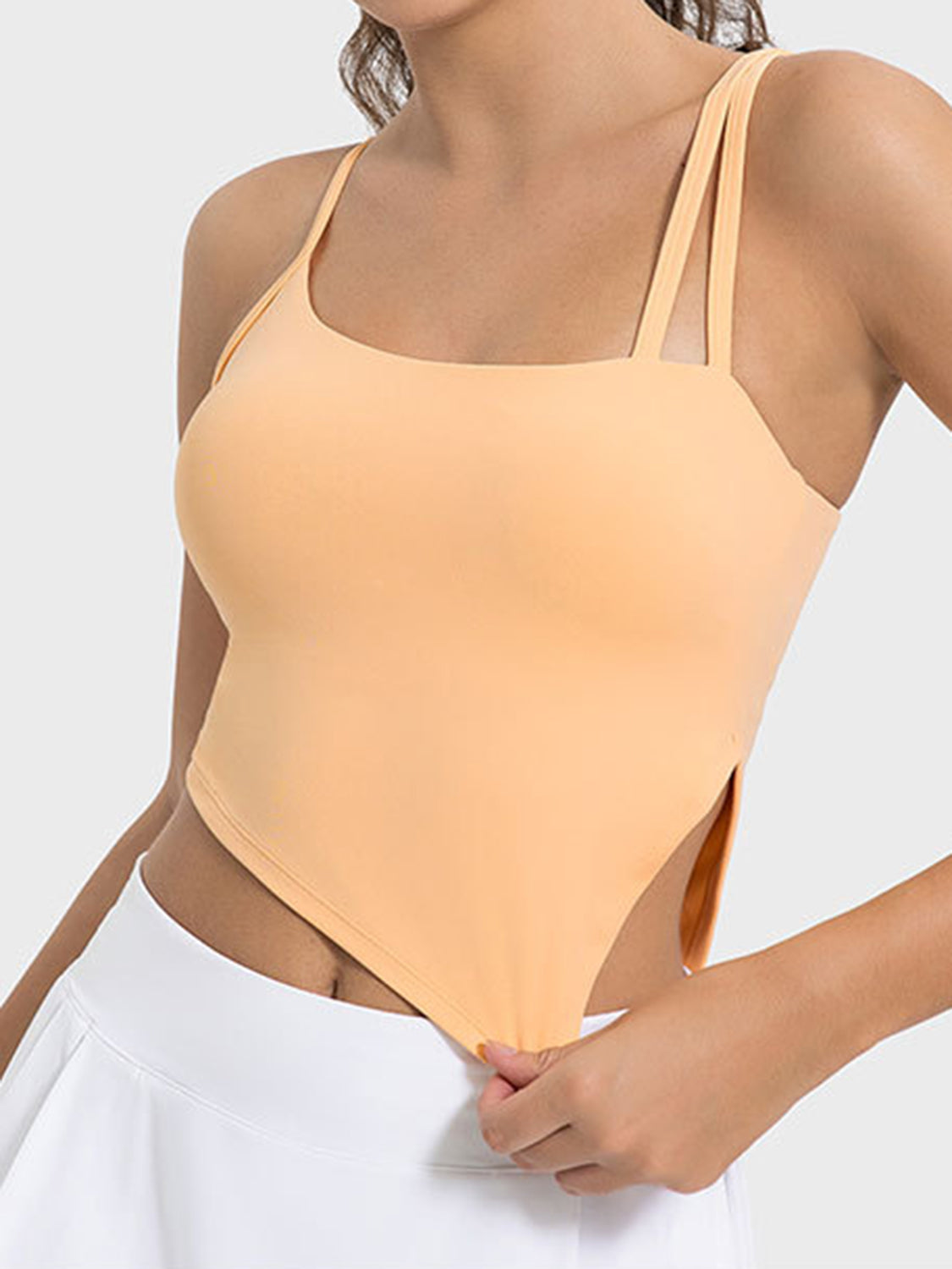 Slit Asymmetrical Neck Active Top