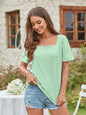 Square Neck Short Sleeve Blouse