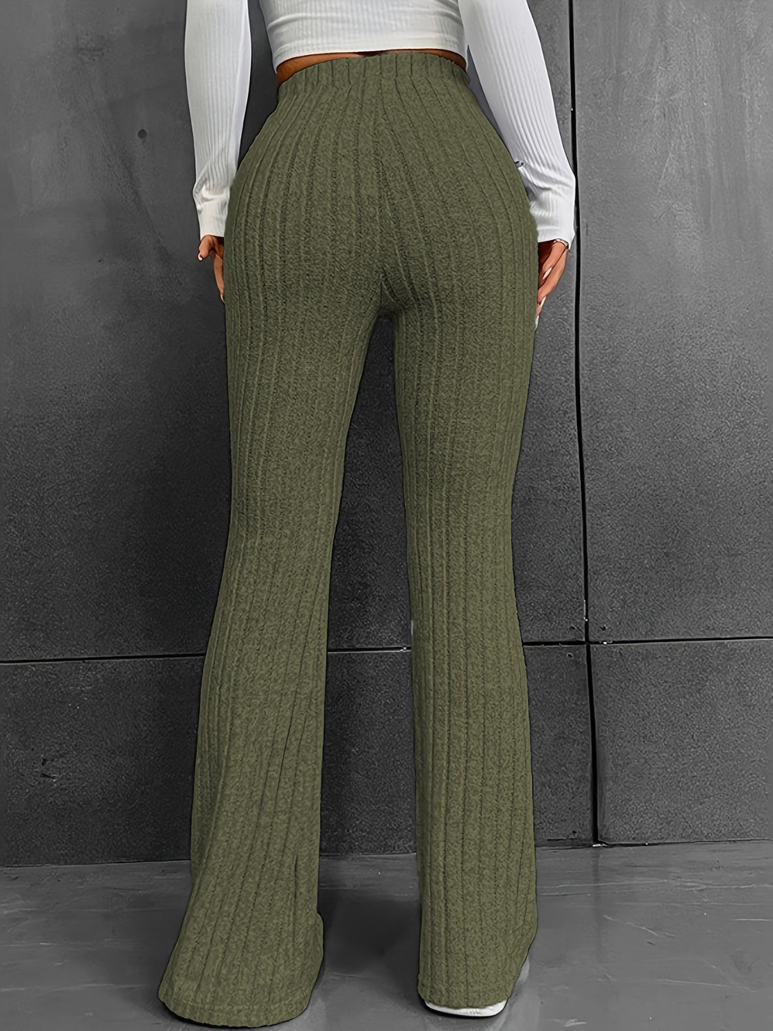 Ribbed High Waist Pants - Elegant Aura Boutique