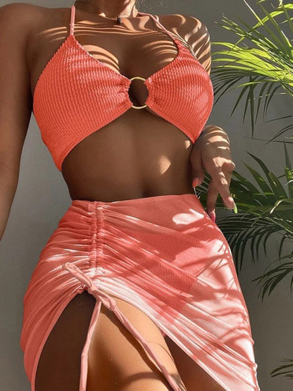 Halter Neck Three-Piece Swim Set