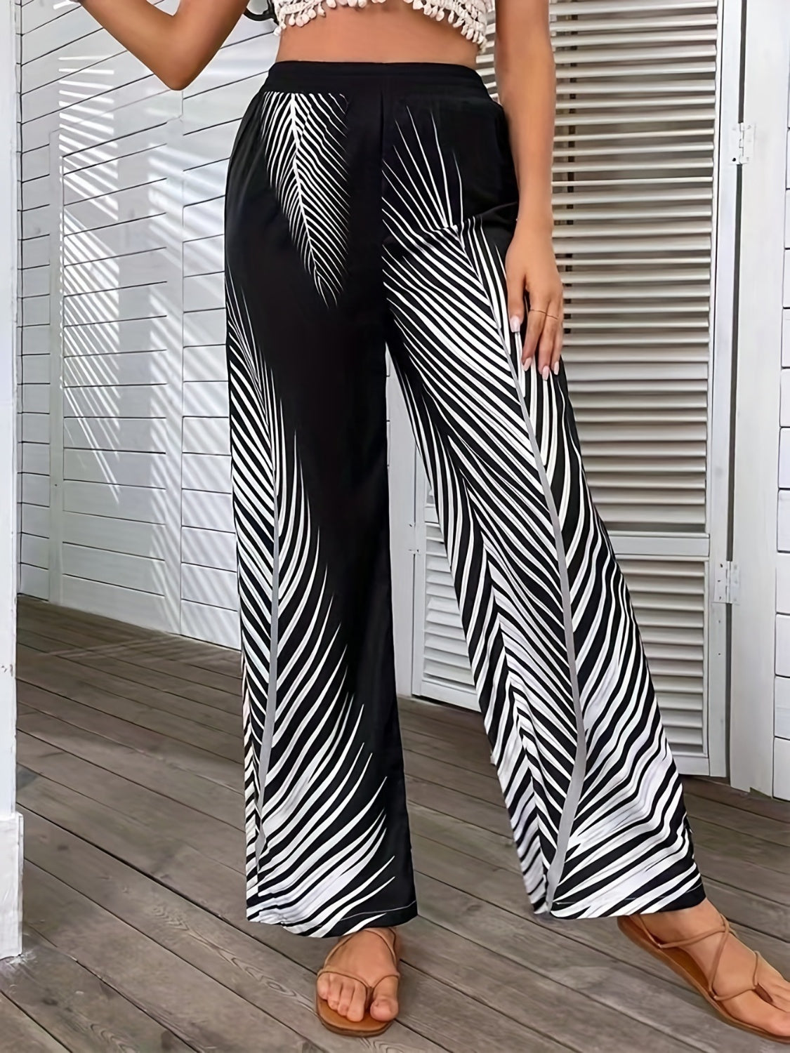 Printed Wide Leg Pants - Elegant Aura Boutique