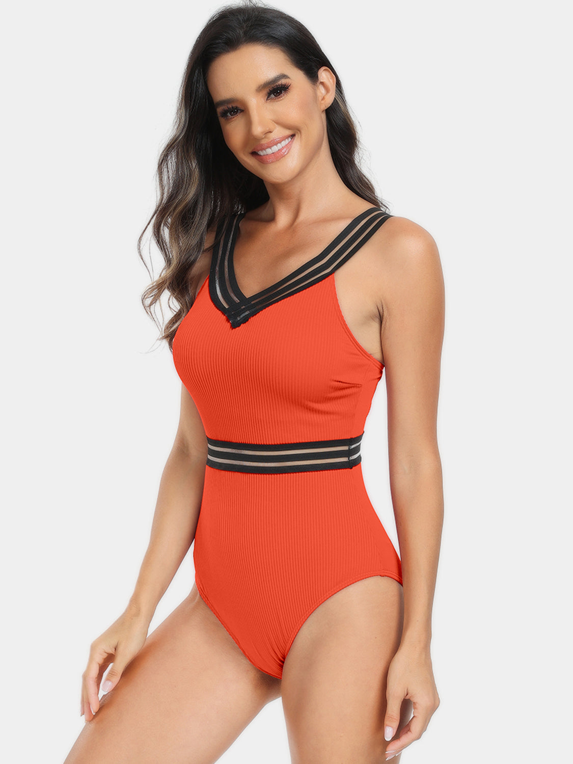 V-Neck One-Piece Swimwear