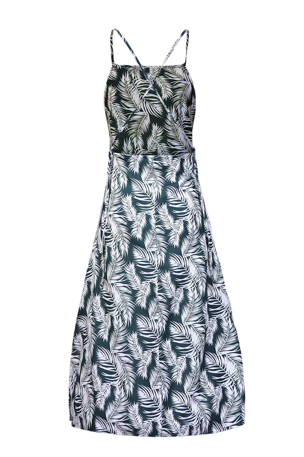 Slit Crisscross Printed Sleeveless Cami Dress - Elegant Aura Boutique