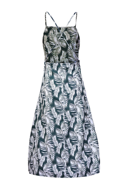 Slit Crisscross Printed Sleeveless Cami Dress - Elegant Aura Boutique