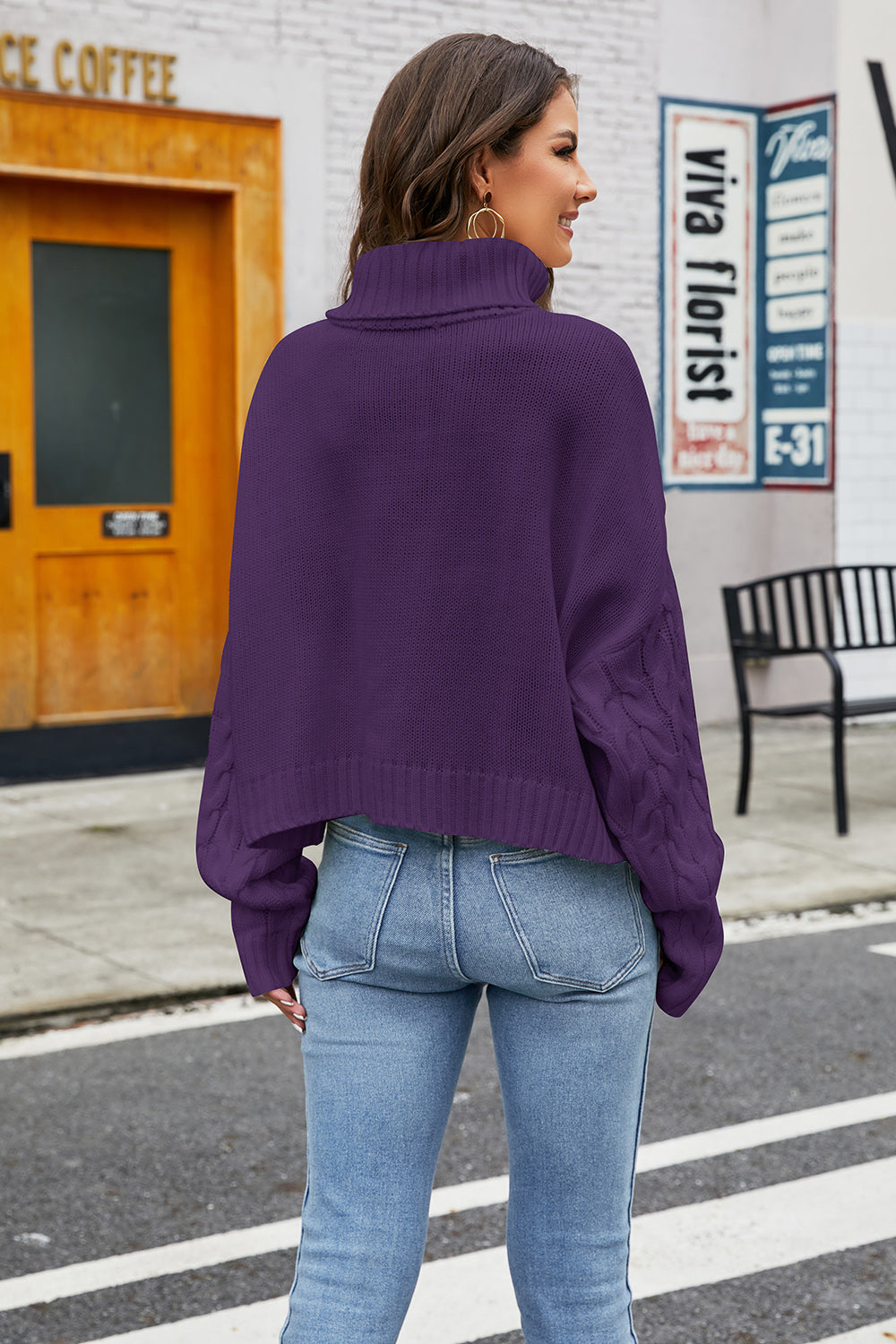 Turtleneck Cable-Knit Sweater