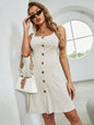 Button Up Square Neck Wide Strap Dress - Elegant Aura Boutique