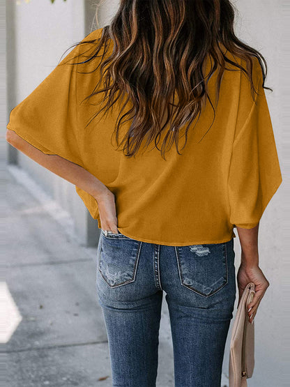 Full Size Cowl Neck Blouse