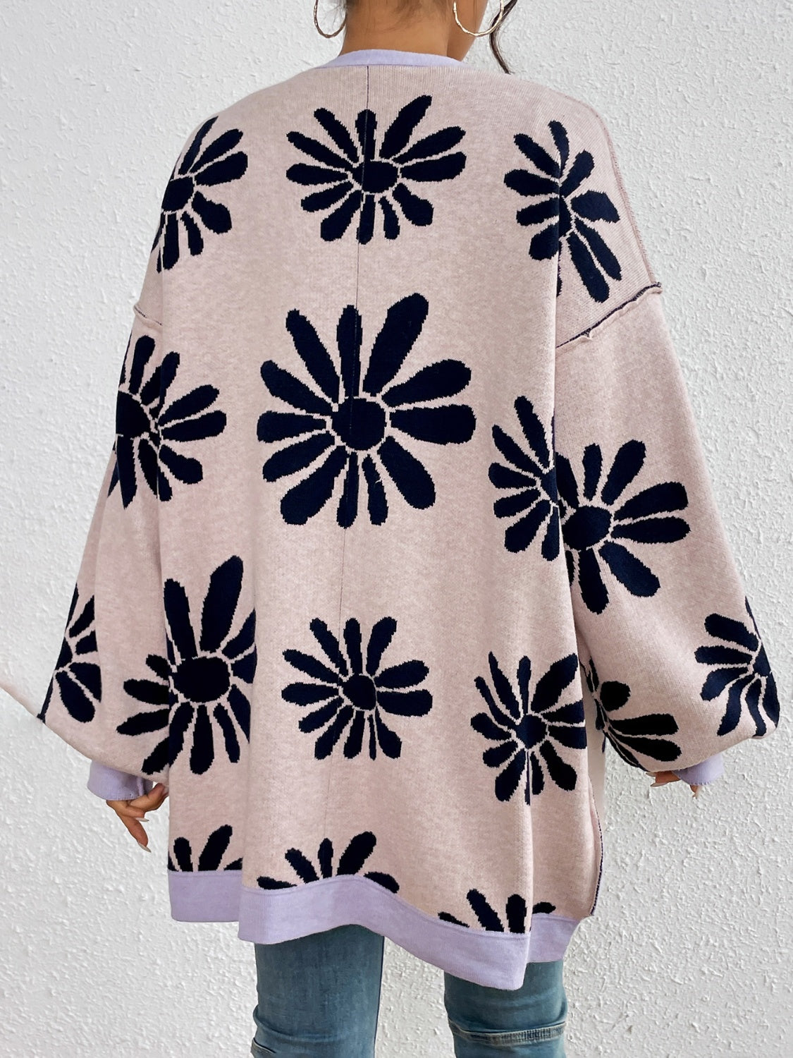 Contrast Long Sleeve Cardigan