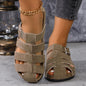 Suede Round Toe Woven Sandals