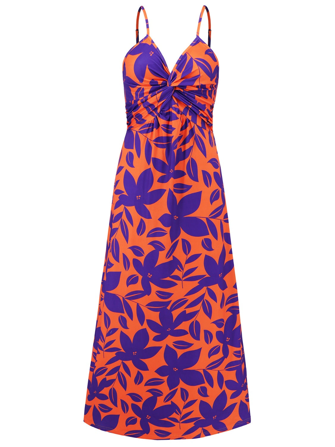 Twisted Printed V-Neck Cami Dress - Elegant Aura Boutique