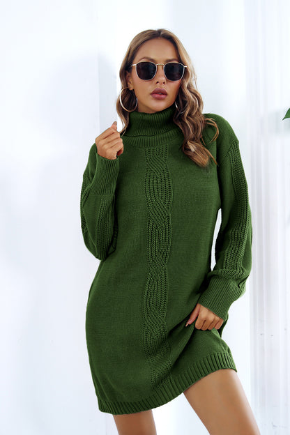 Turtleneck Long Sleeve Sweater Dress