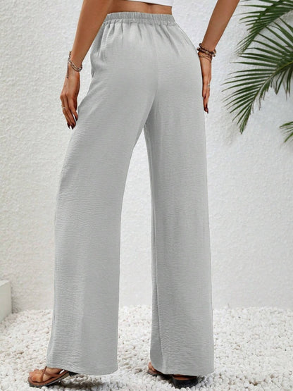 Wide Leg Drawstring Pants - Elegant Aura Boutique