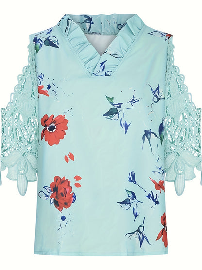 Lace Printed Half Sleeve Blouse