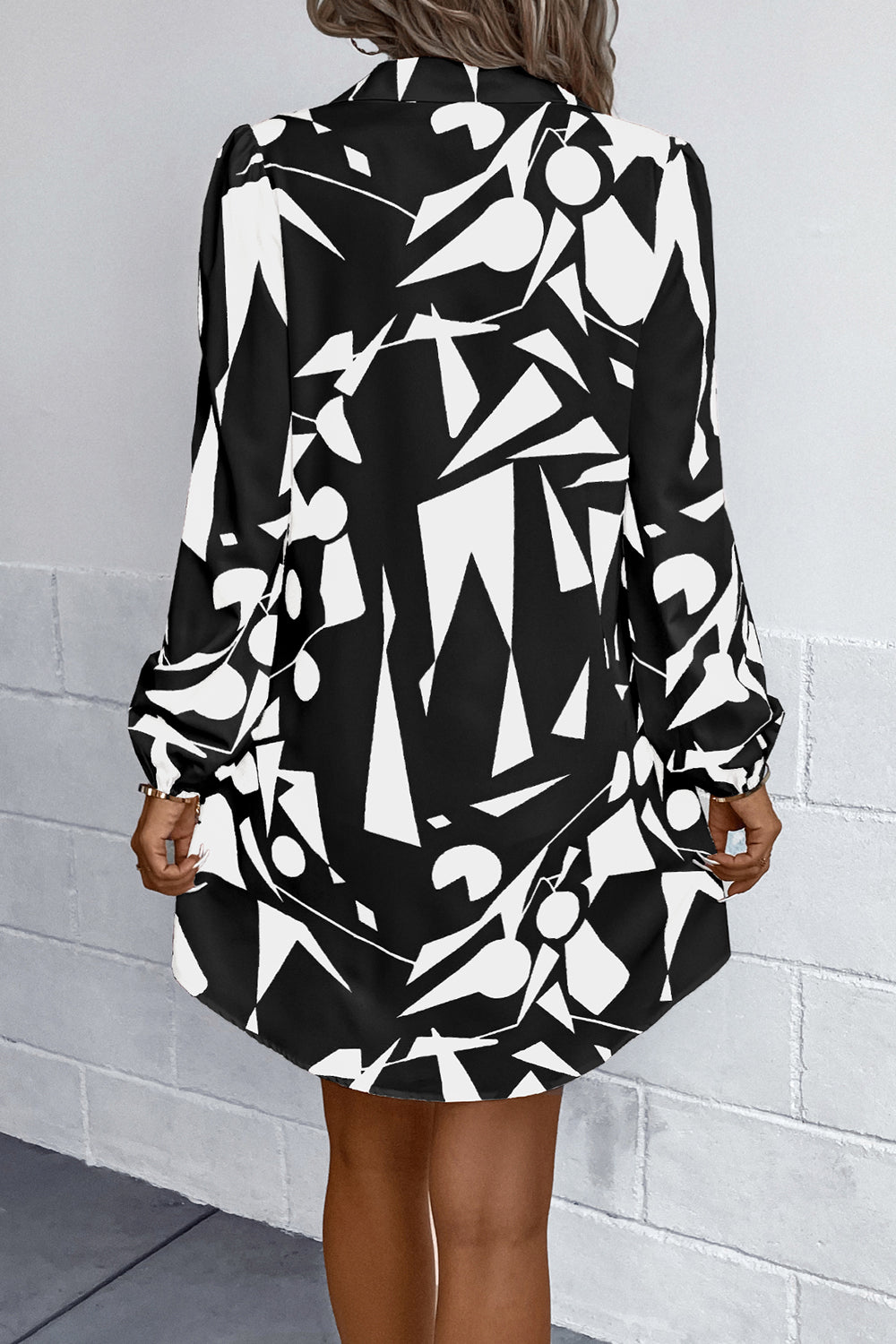 Geometric Long Sleeve Dress