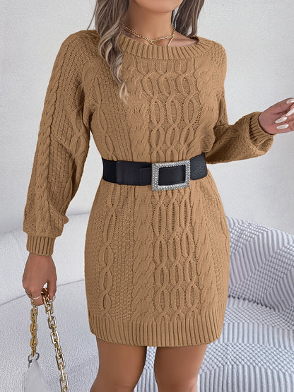 Cable-Knit Round Neck Dress