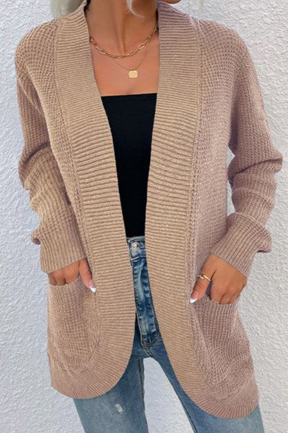 Rib-Knit Cardigan with Pockets