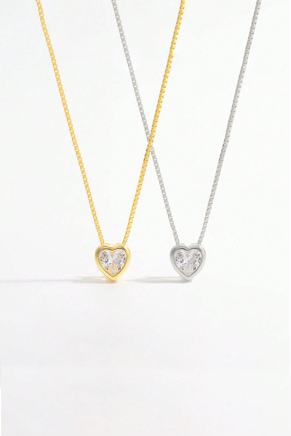 Sterling Silver Zircon Heart Pendant Necklace