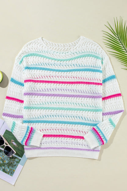 Cozy Striped Knit Long Sleeve Knit Top