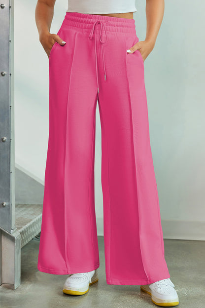 Drawstring Wide Leg Pants with Pockets - Elegant Aura Boutique