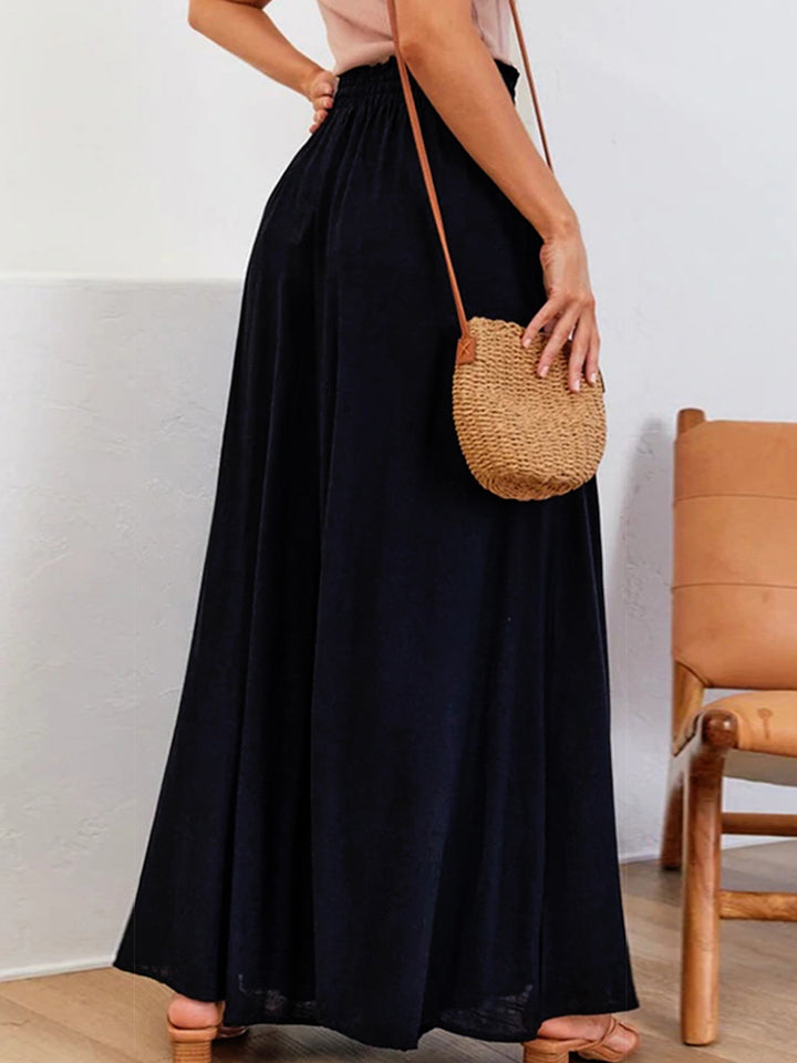 Drawstring Waist Wide Leg Pants - Elegant Aura Boutique