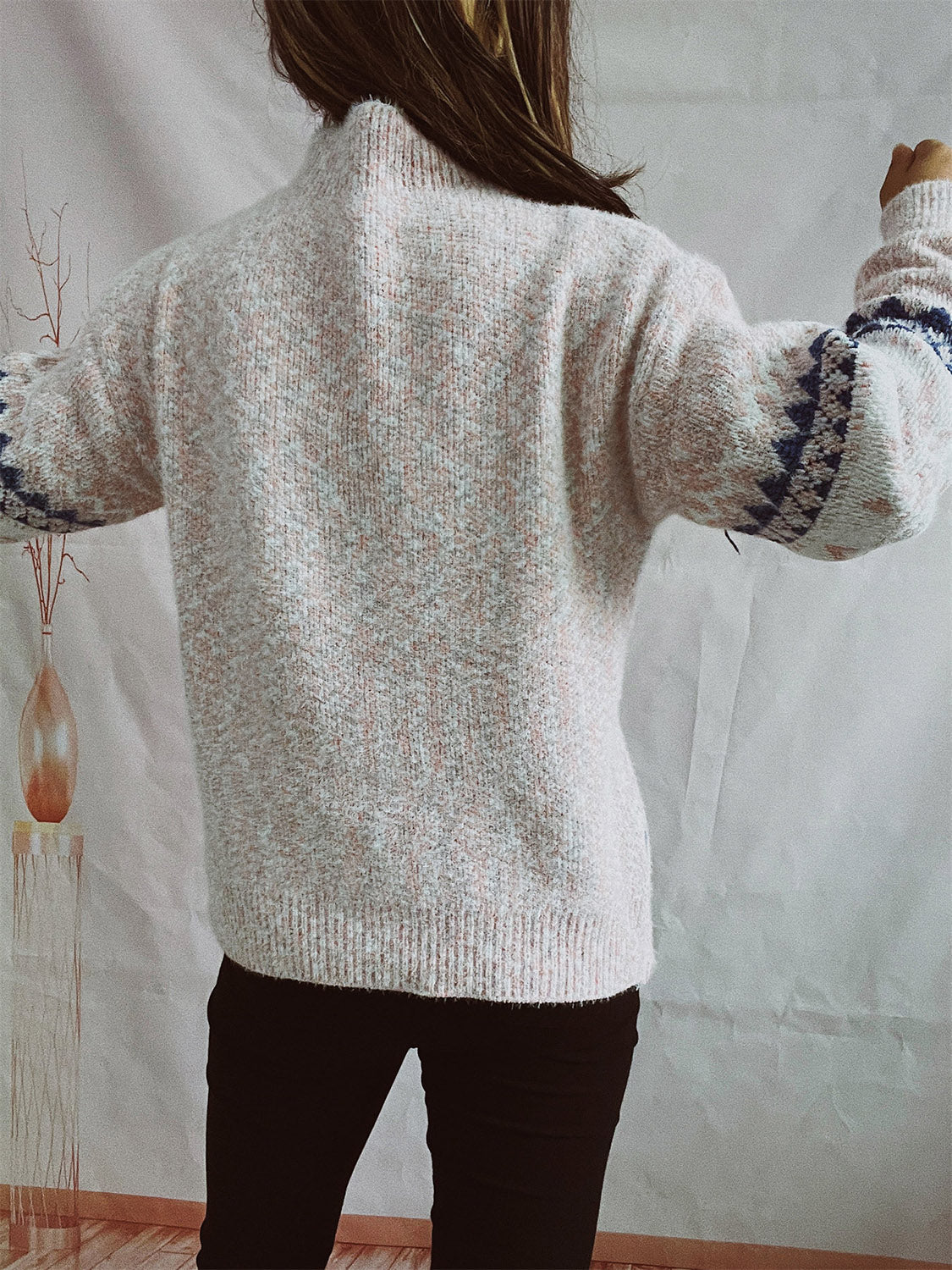 Geometric Dropped Shoulder Sweater