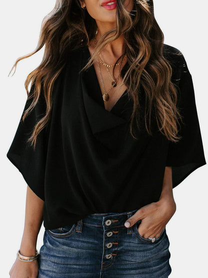 Full Size Cowl Neck Blouse