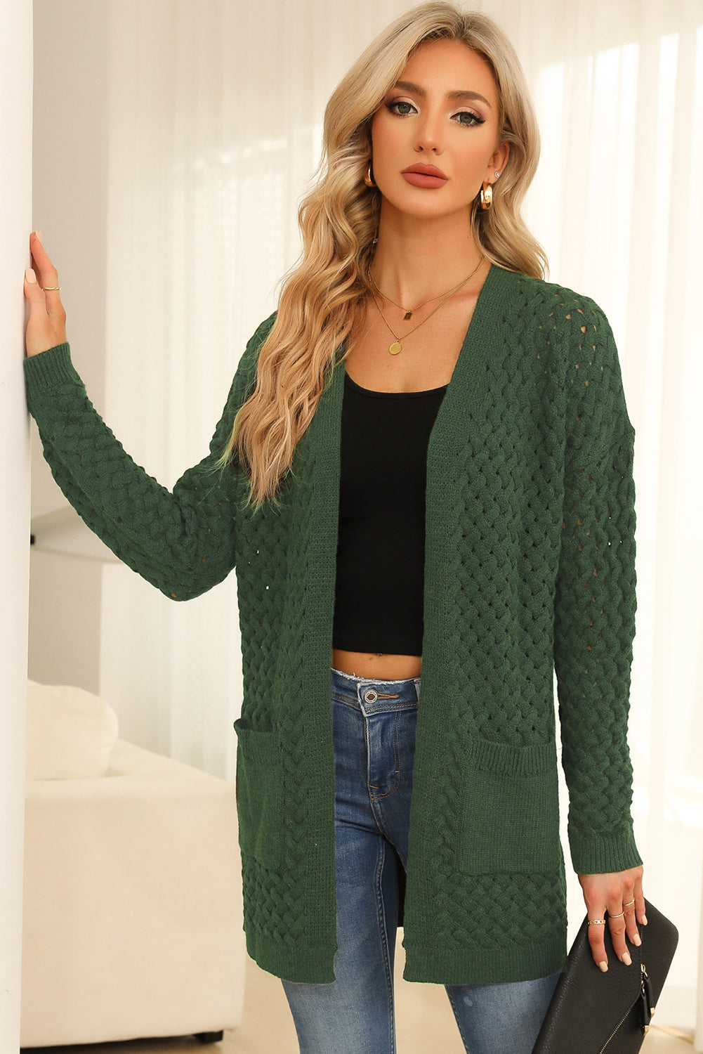 Dropped Shoulder Cardigan with Pockets