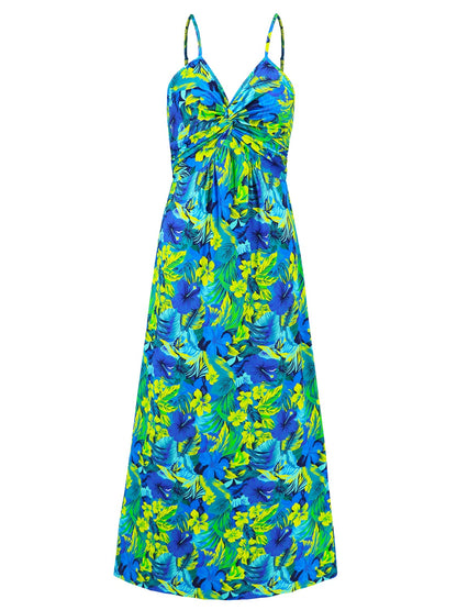 Twisted Printed V-Neck Cami Dress - Elegant Aura Boutique